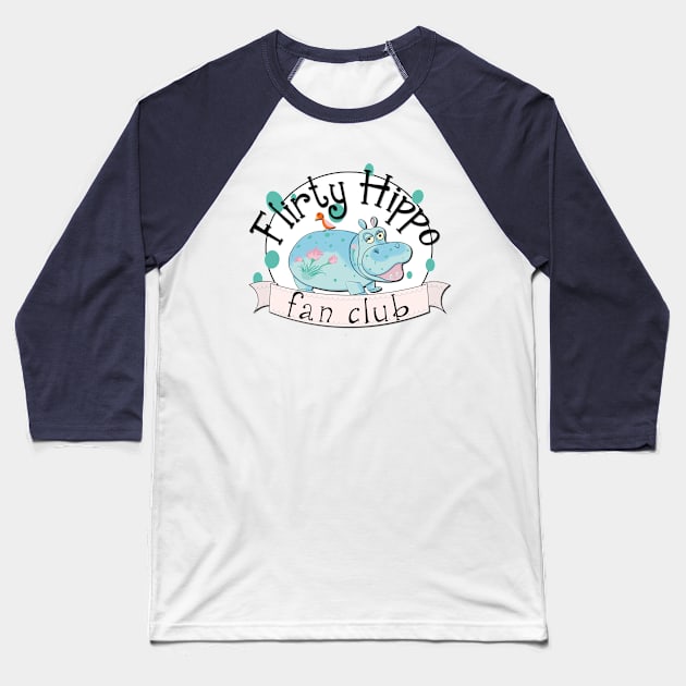 Small World Flirty Hippo Fan Club Baseball T-Shirt by WearInTheWorld